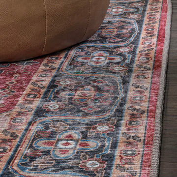 Alacati Ogee Medallion Washable Area Rug